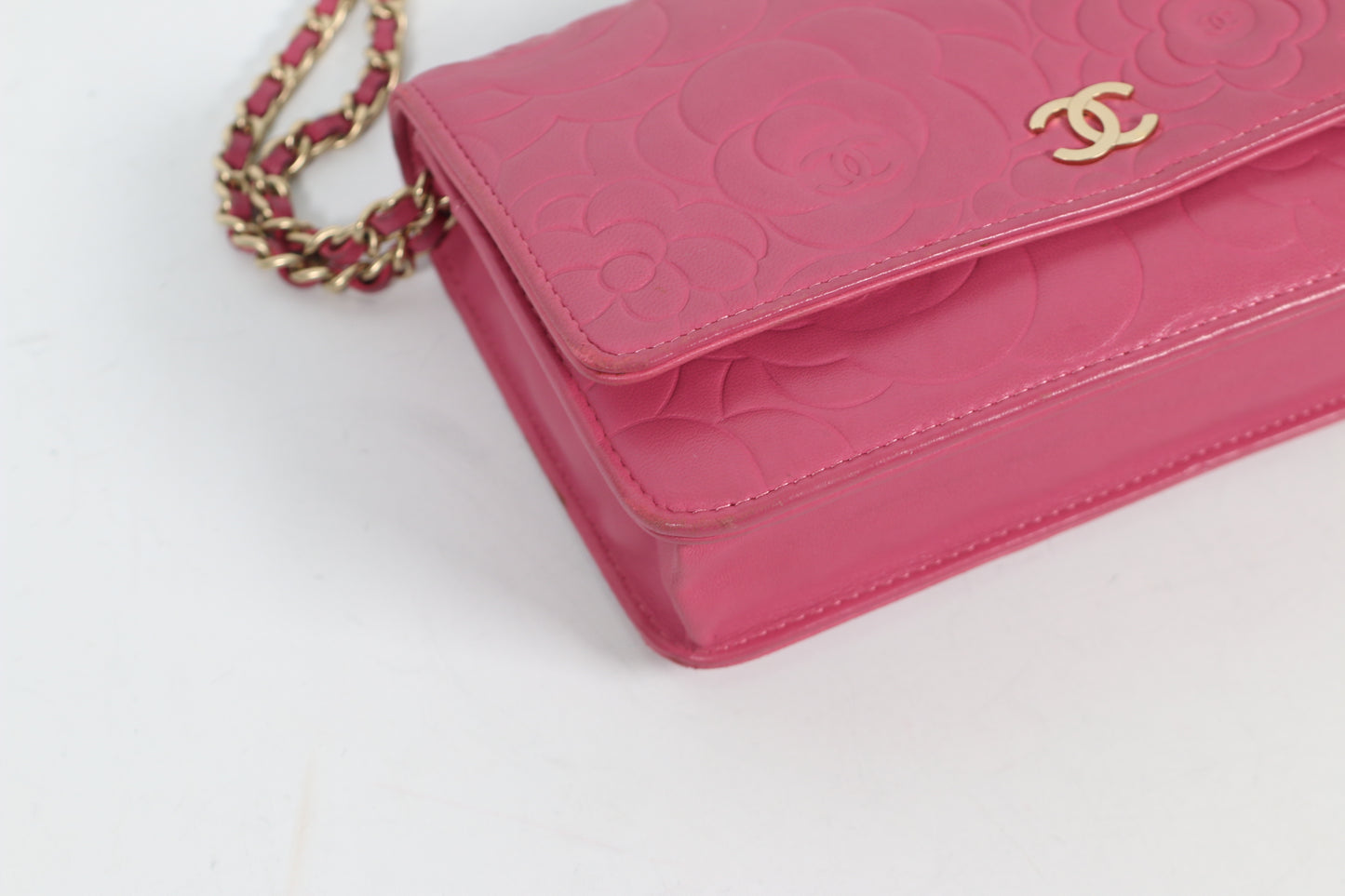 Chanel Pink Lambskin Camellia WOC Chain Mini Crossbody Bag A447421 (V3830425P)