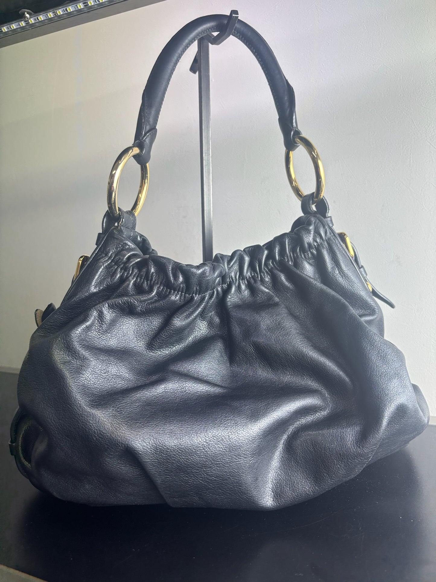 Prada Pleated Nappa Shoulder Bag