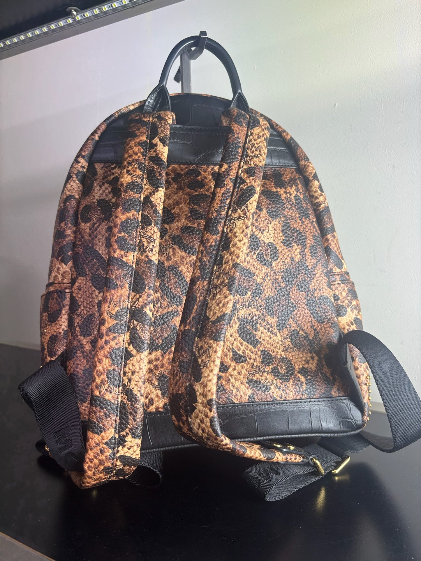 MCM Stark Leopard Print Backpack
