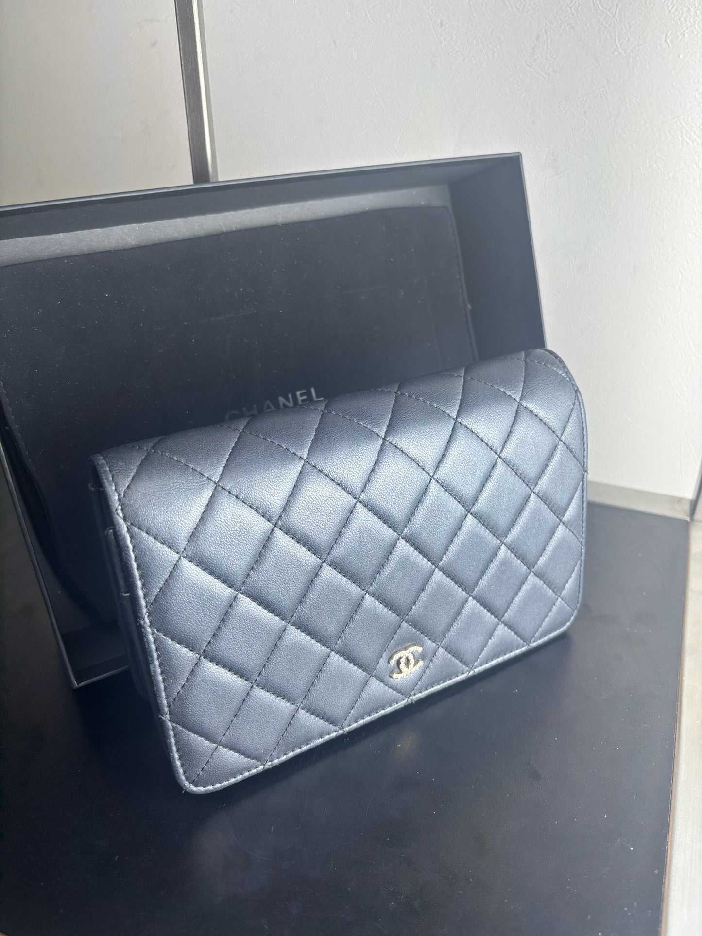 Chanel Metallic Lambskin Wallet on Chain