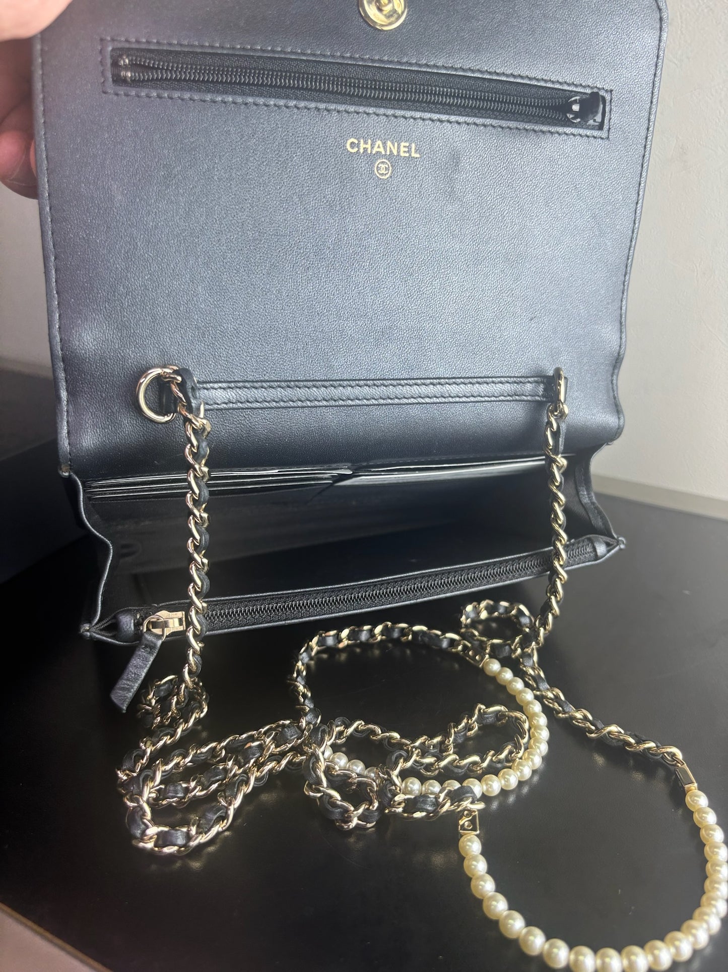 Chanel Metallic Lambskin Wallet on Chain