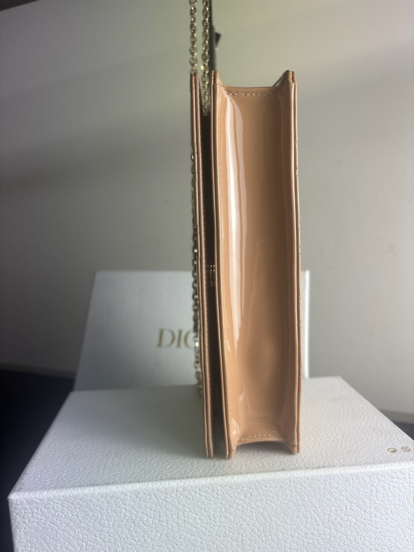 Christian Dior Patent Cannage Lady Dior Chain Clutch