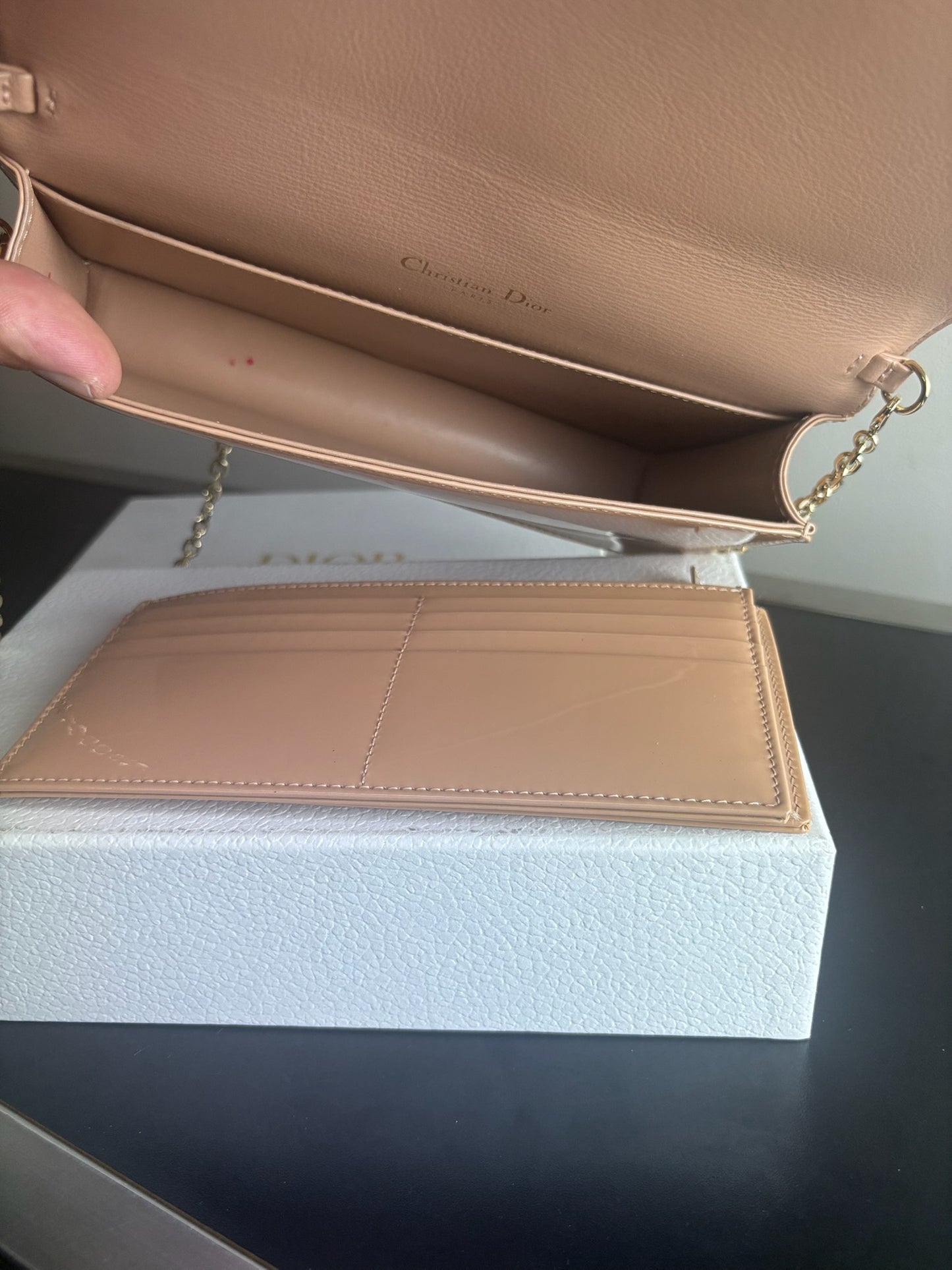 Christian Dior Patent Cannage Lady Dior Chain Clutch