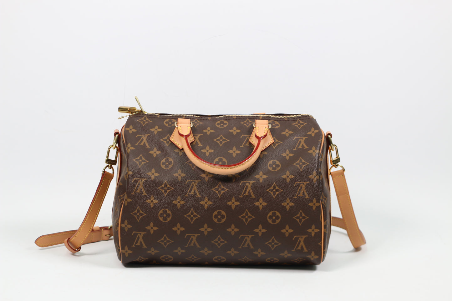 Louis Vuitton PVC Monogram Canvas Bandouliere Speedy 35 Shoulder Bag M41112 (V012120427H)