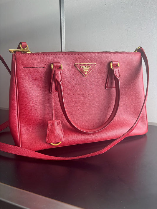 Prada Red Saffiano Galleria Handbag