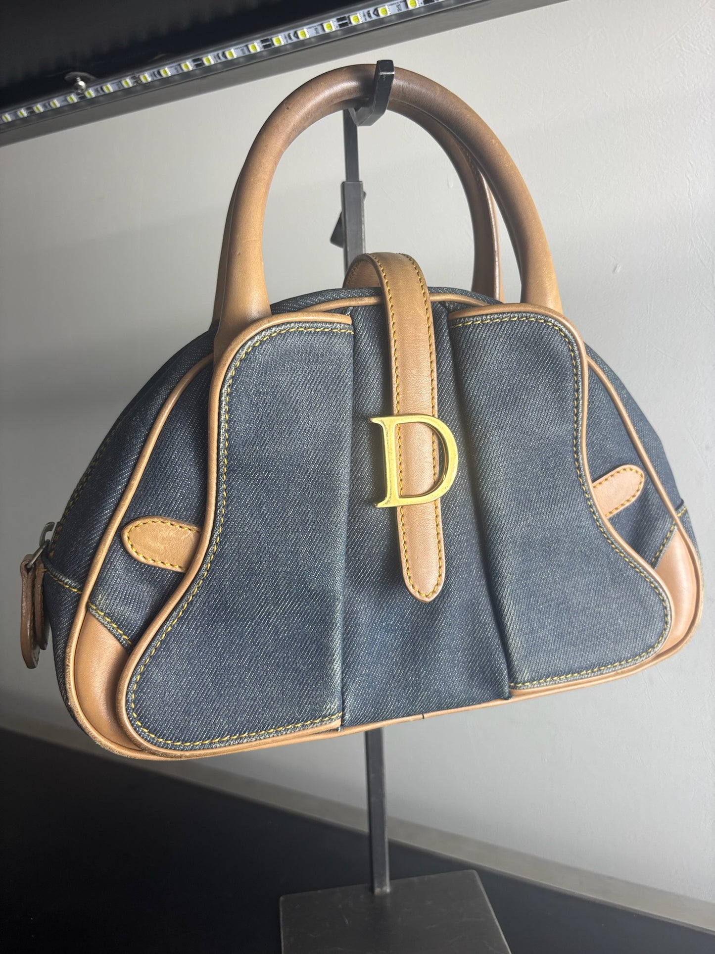 Christian Dior Denim Double Saddle Dome Bag