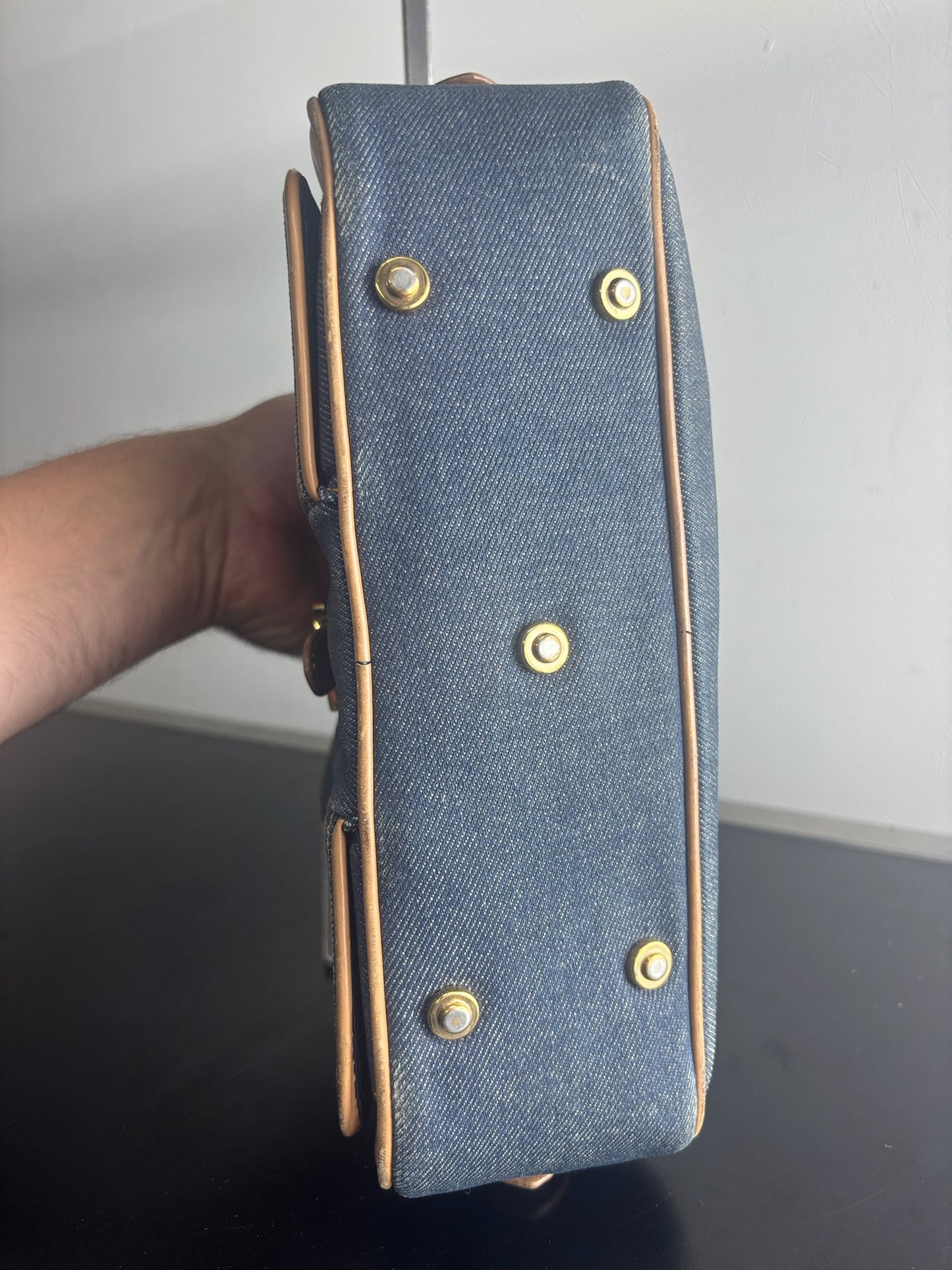 Christian Dior Denim Double Saddle Dome Bag