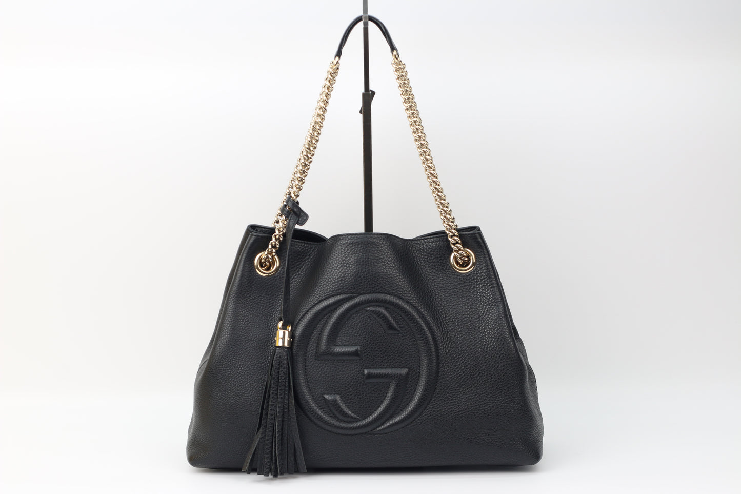Gucci Black Leather Gold Hardware Soho Tassel One Shoulder Bag 308982 (V72050202H)