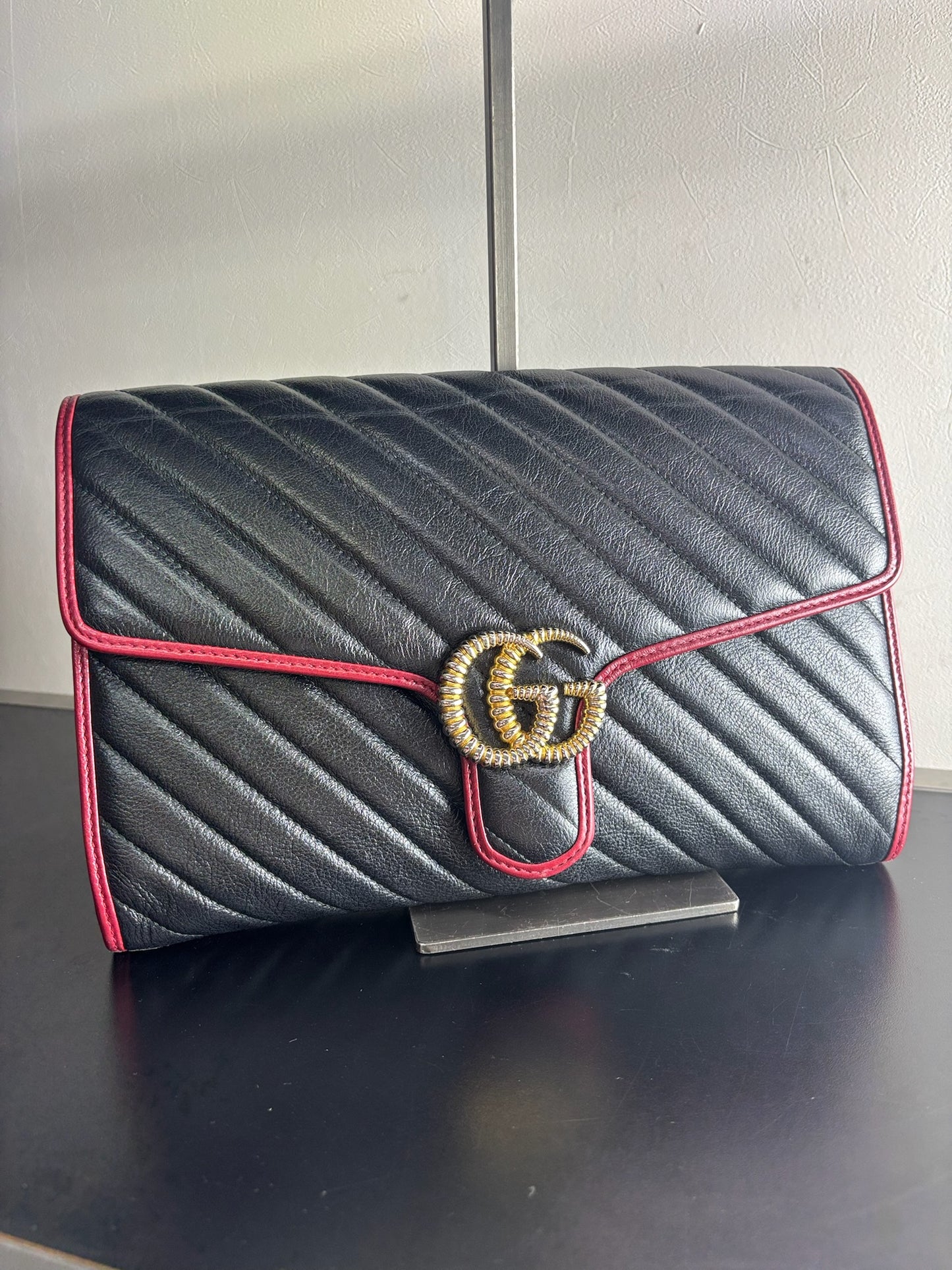 Gucci GG Marmont Torchon Quilted Leather Clutch