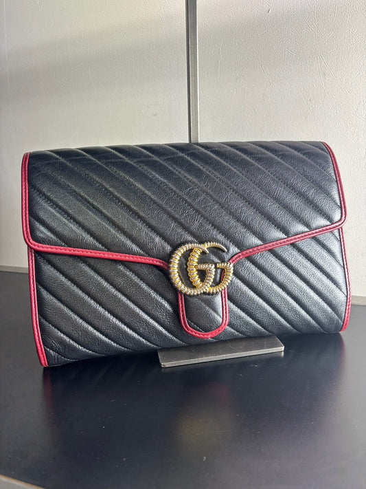Gucci GG Marmont Torchon Quilted Leather Clutch