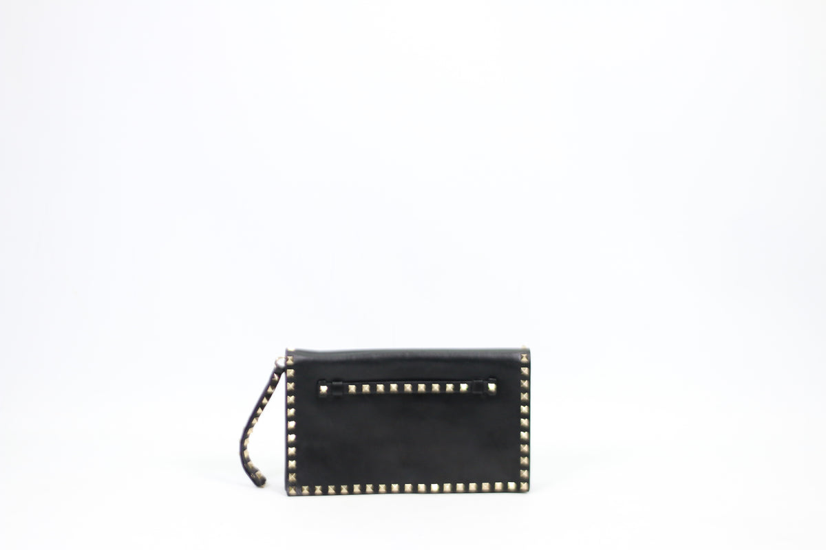 Valentino Black Leather Rockstud ONE Clutch IW2B0399