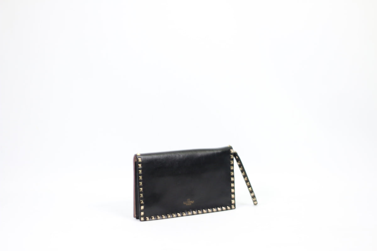 Valentino Black Leather Rockstud ONE Clutch IW2B0399