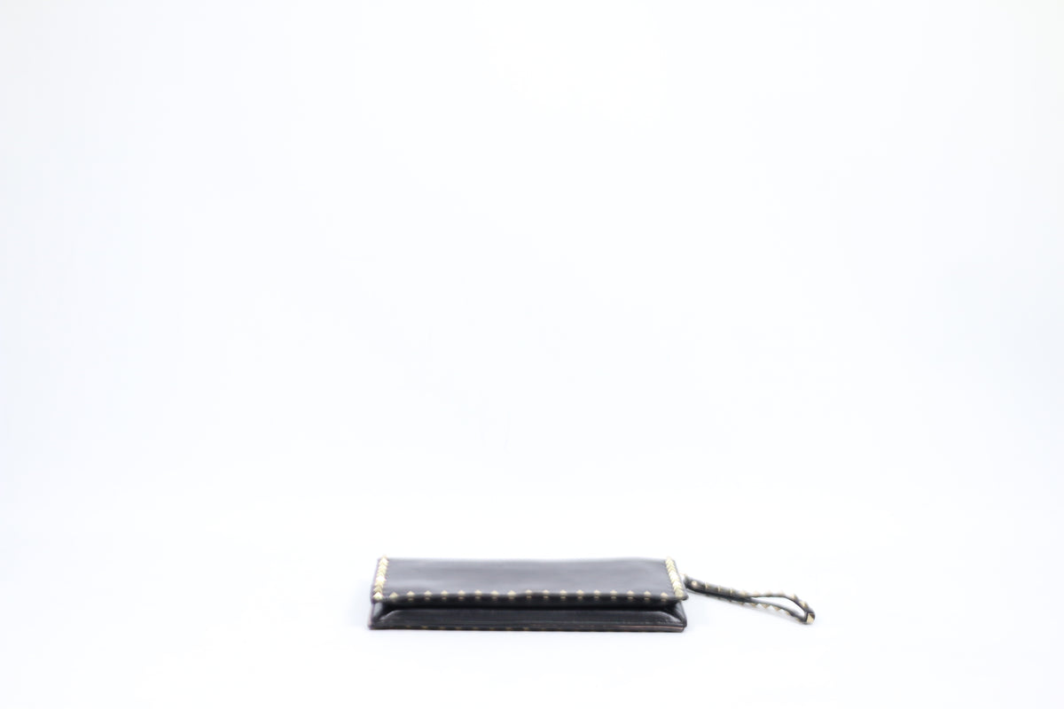 Valentino Black Leather Rockstud ONE Clutch IW2B0399