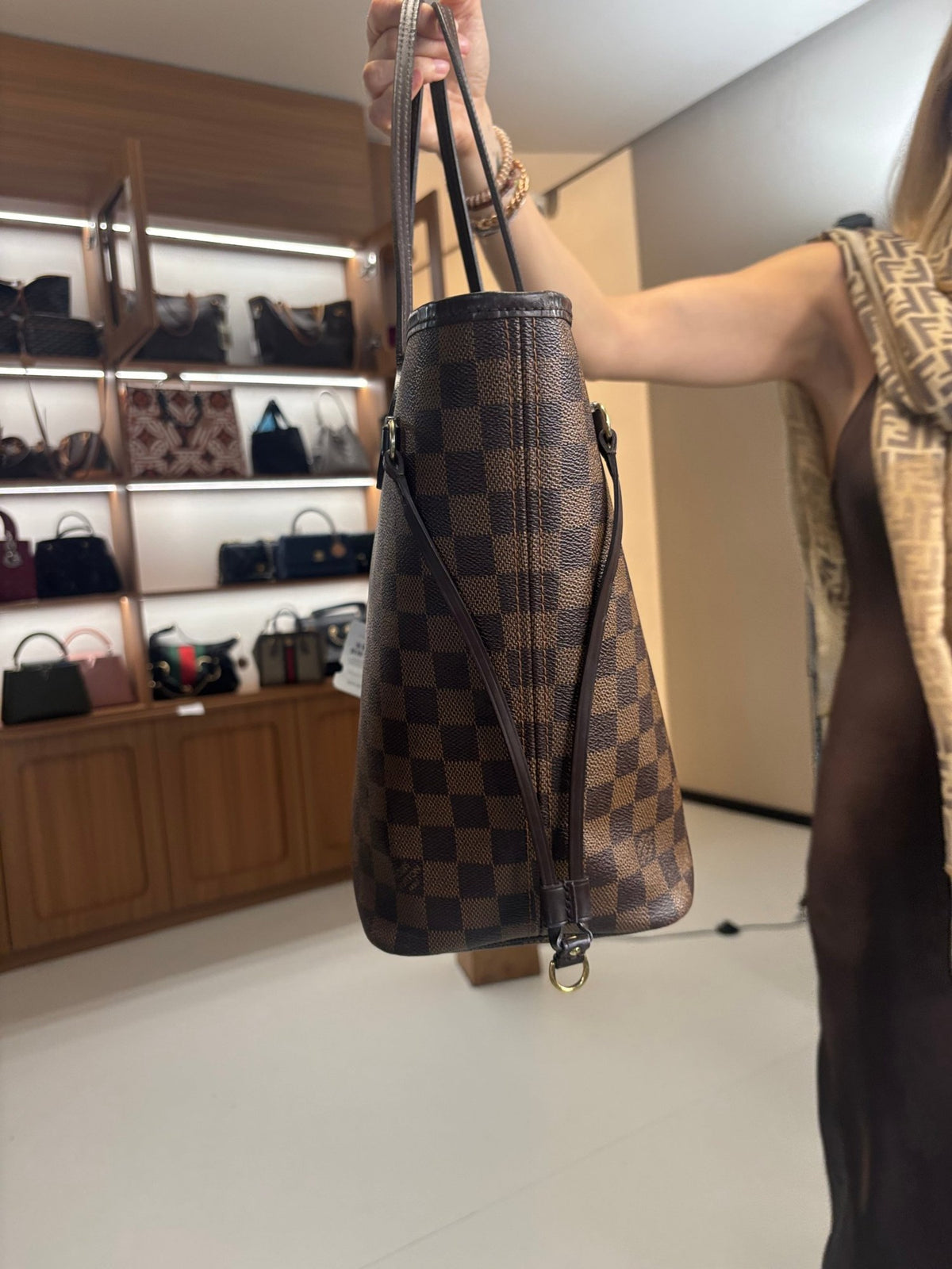 Louis Vuitton Neverfull MM, Damier Ebene - side