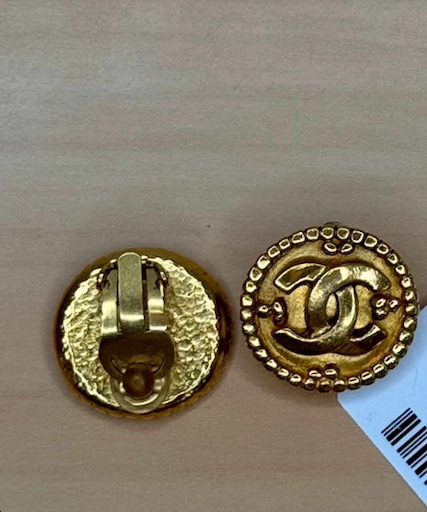 Chanel CC Button Earrings