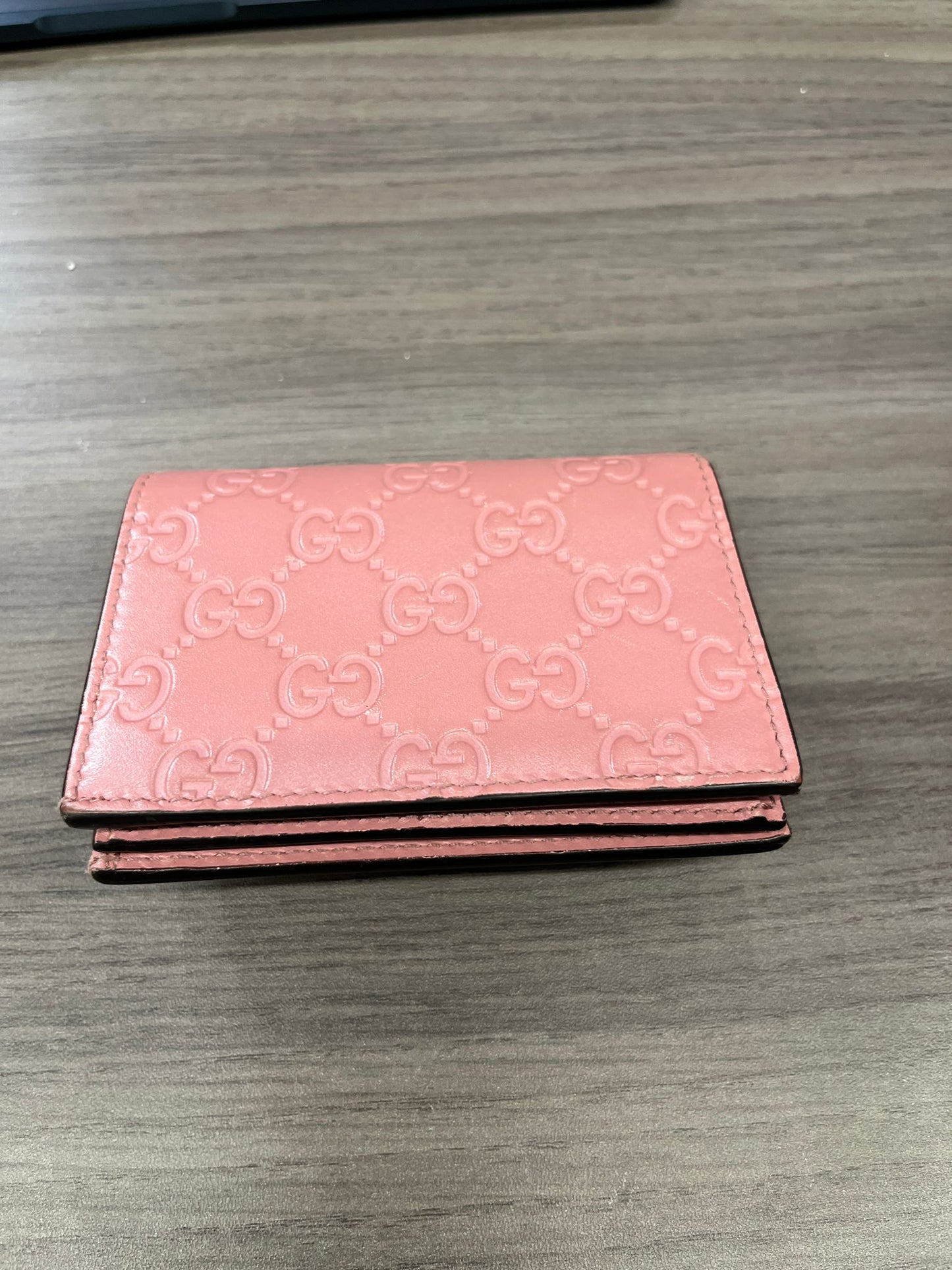 27823 Gucci Japan Exclusive Cherry wallet in pink embossed leather (no box)