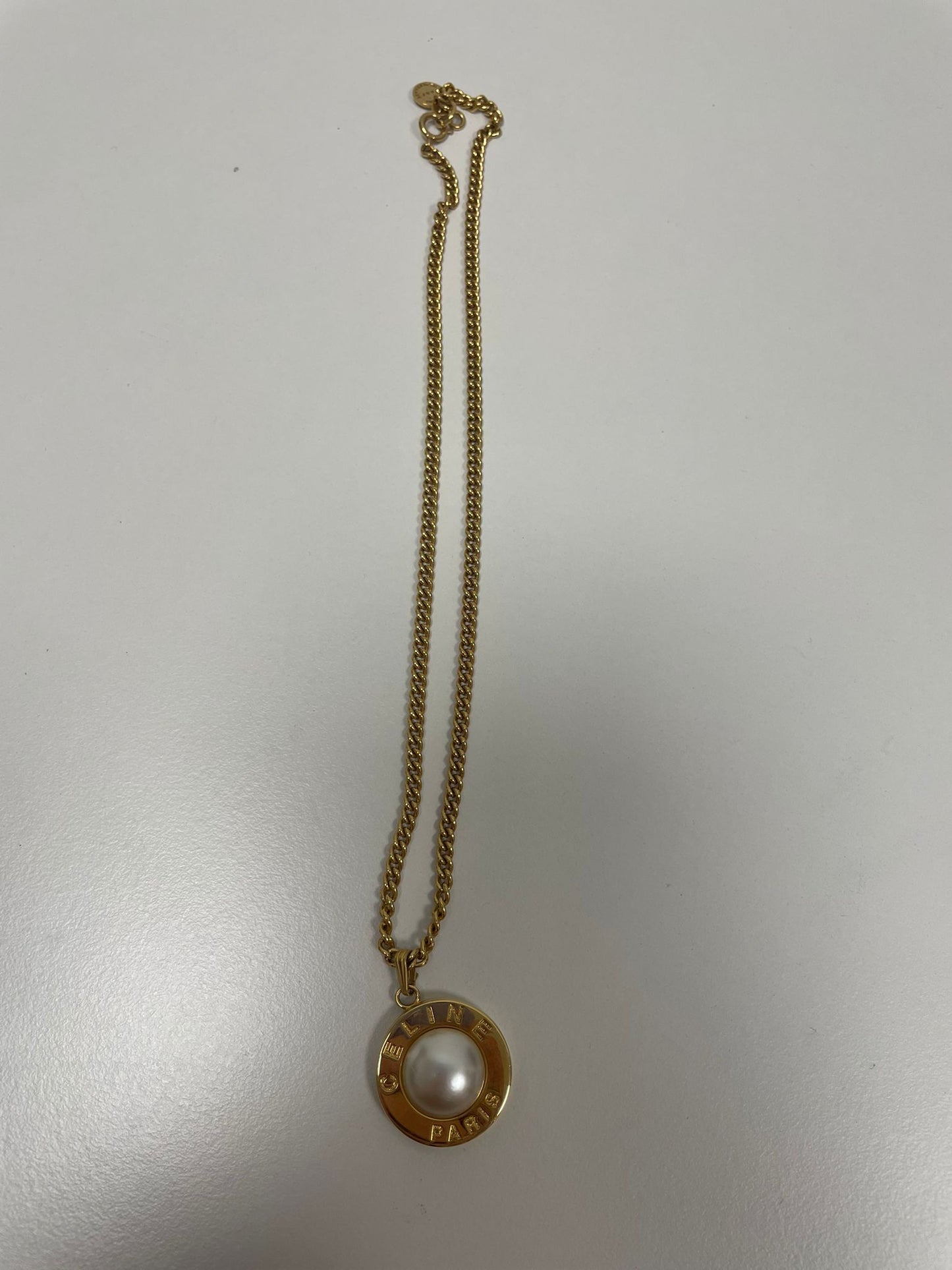 Celine Vintage Faux Pearl Pendant Necklace (JPD04-51)