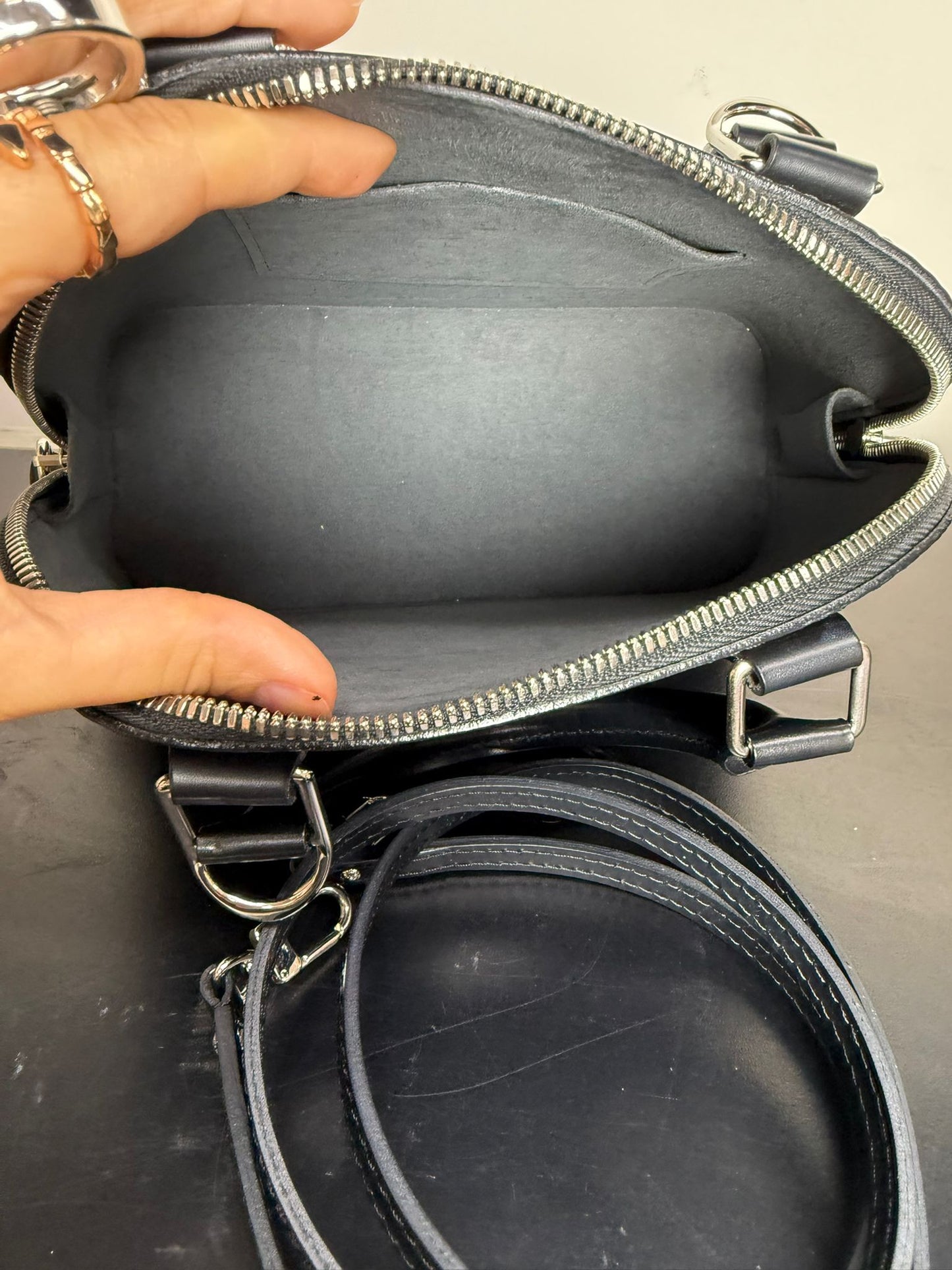 Louis Vuitton Alma Black Epi BB without Charm