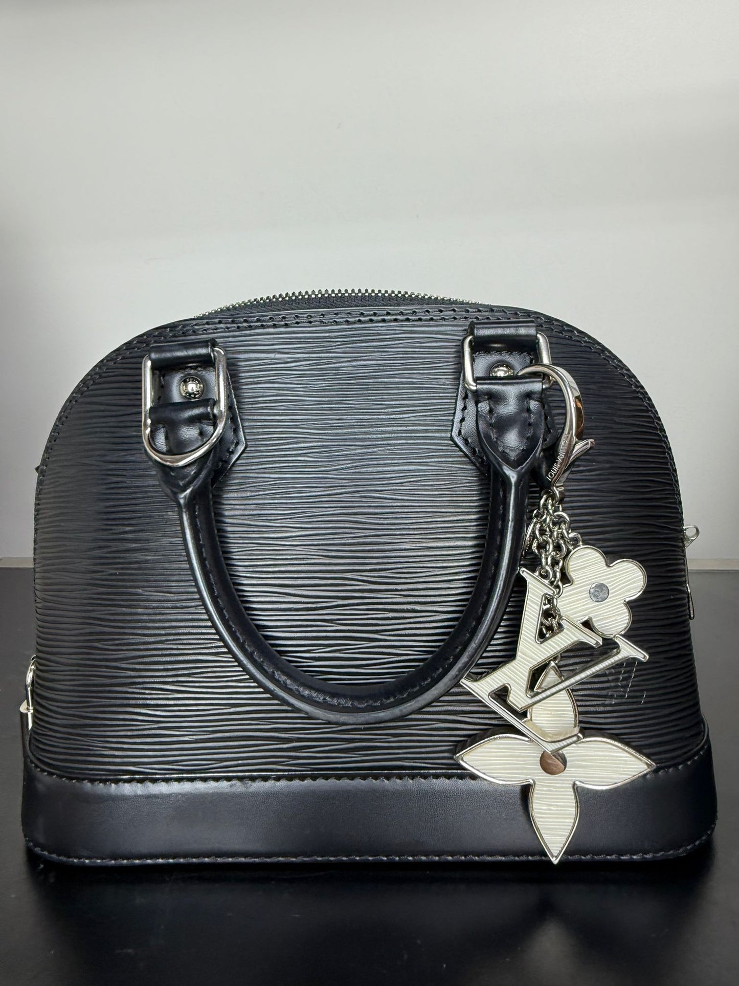 Louis Vuitton Alma Black Epi BB with Charm