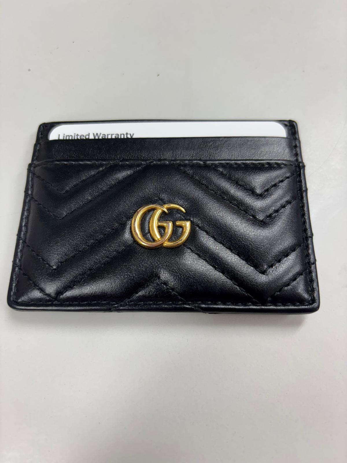 Gucci GG Marmont Card Case in black leather with gold-toned hardware