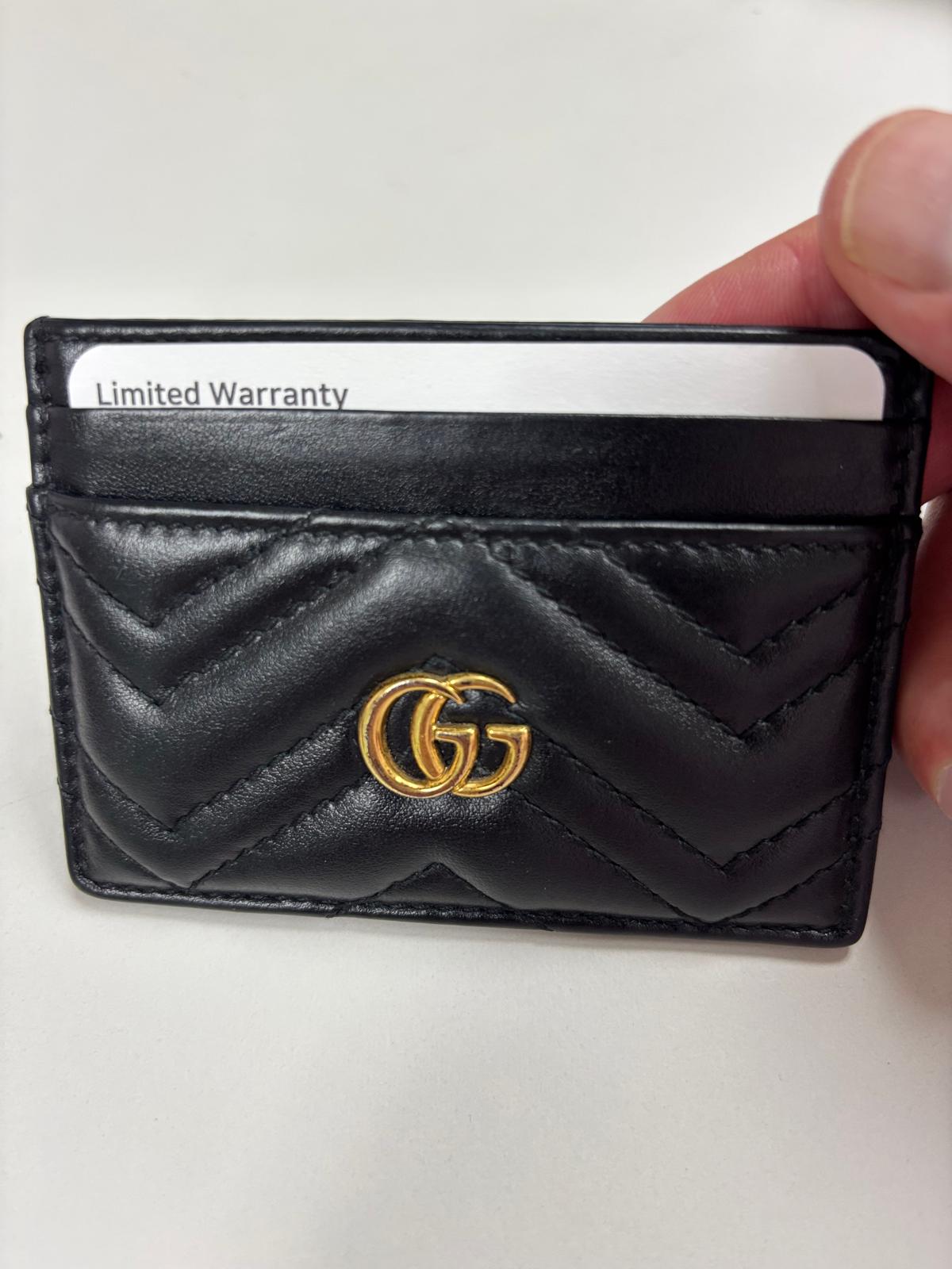 Gucci GG Marmont Card Case in black leather with gold-toned hardware
