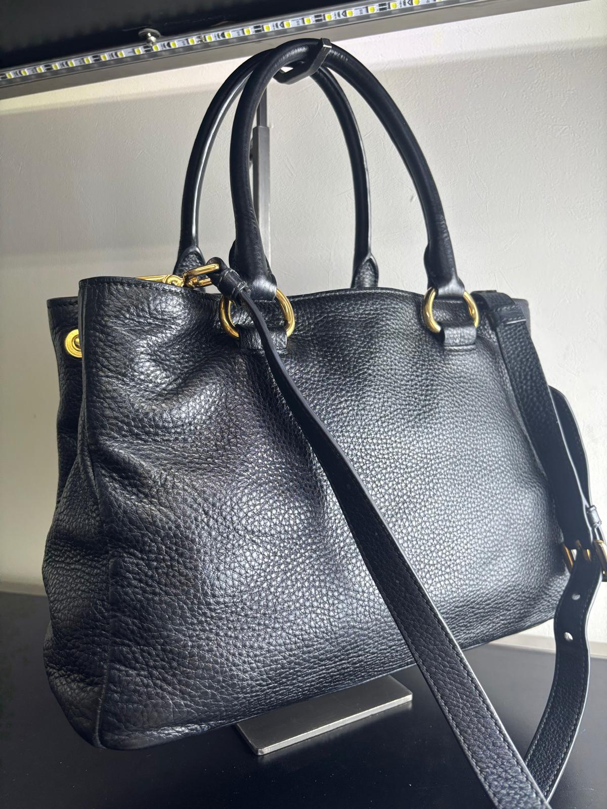 Prada Black Vitello Daino Tote Bag
