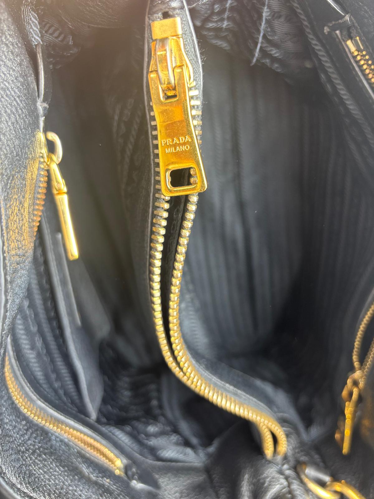 Prada Black Vitello Daino Tote Bag