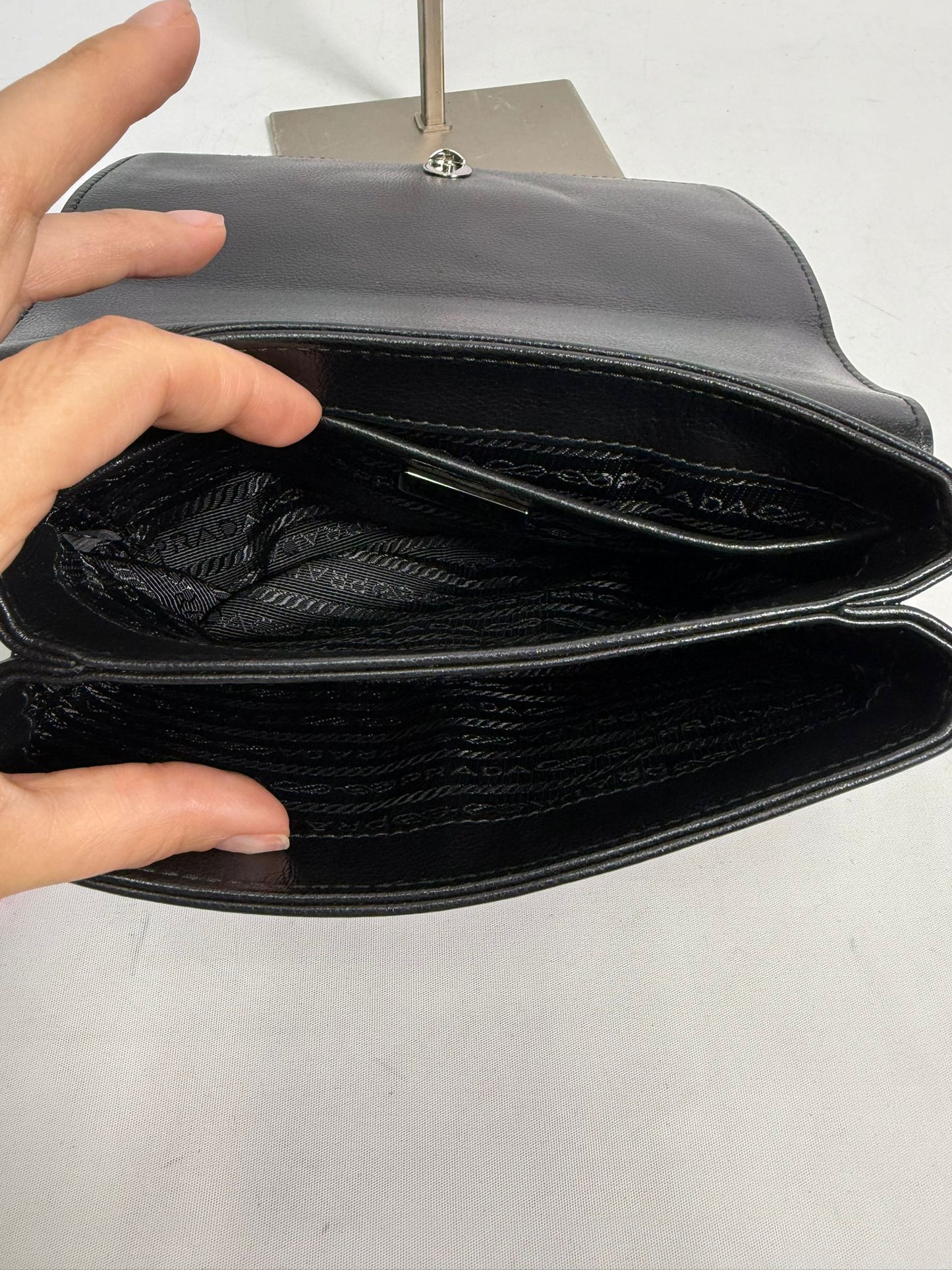 Prada Leather Chain Flap Crossbody Bag
