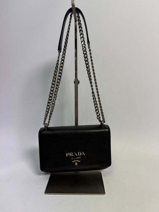 Prada Leather Chain Flap Crossbody Bag