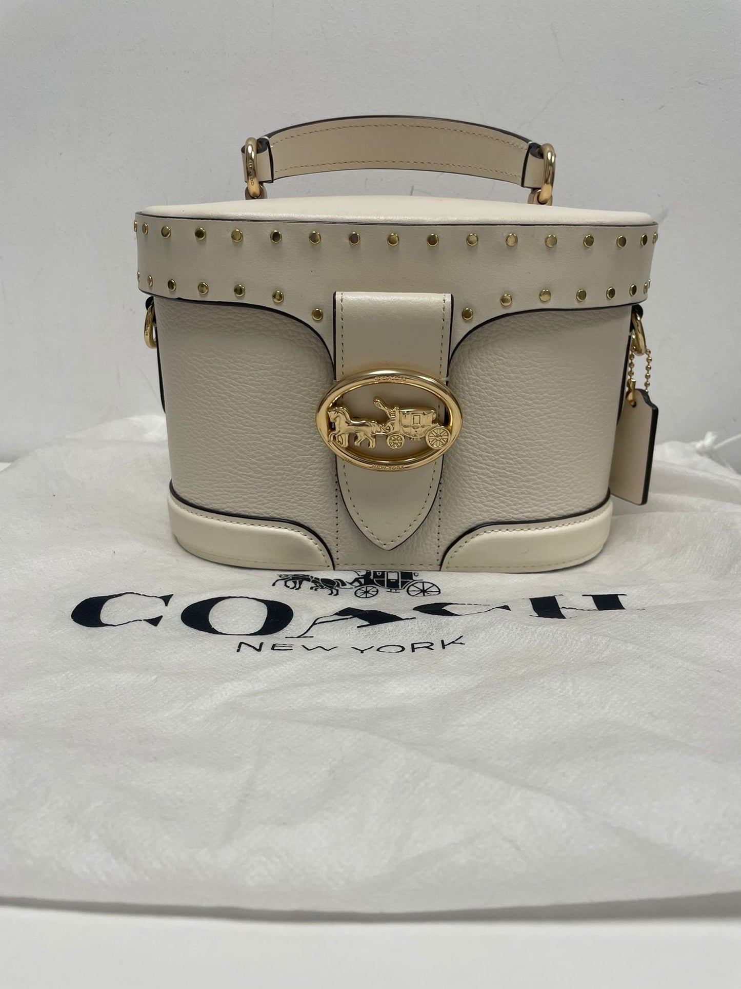 Coach Georgie Gem Leather Crossbody Bag in Chalk White