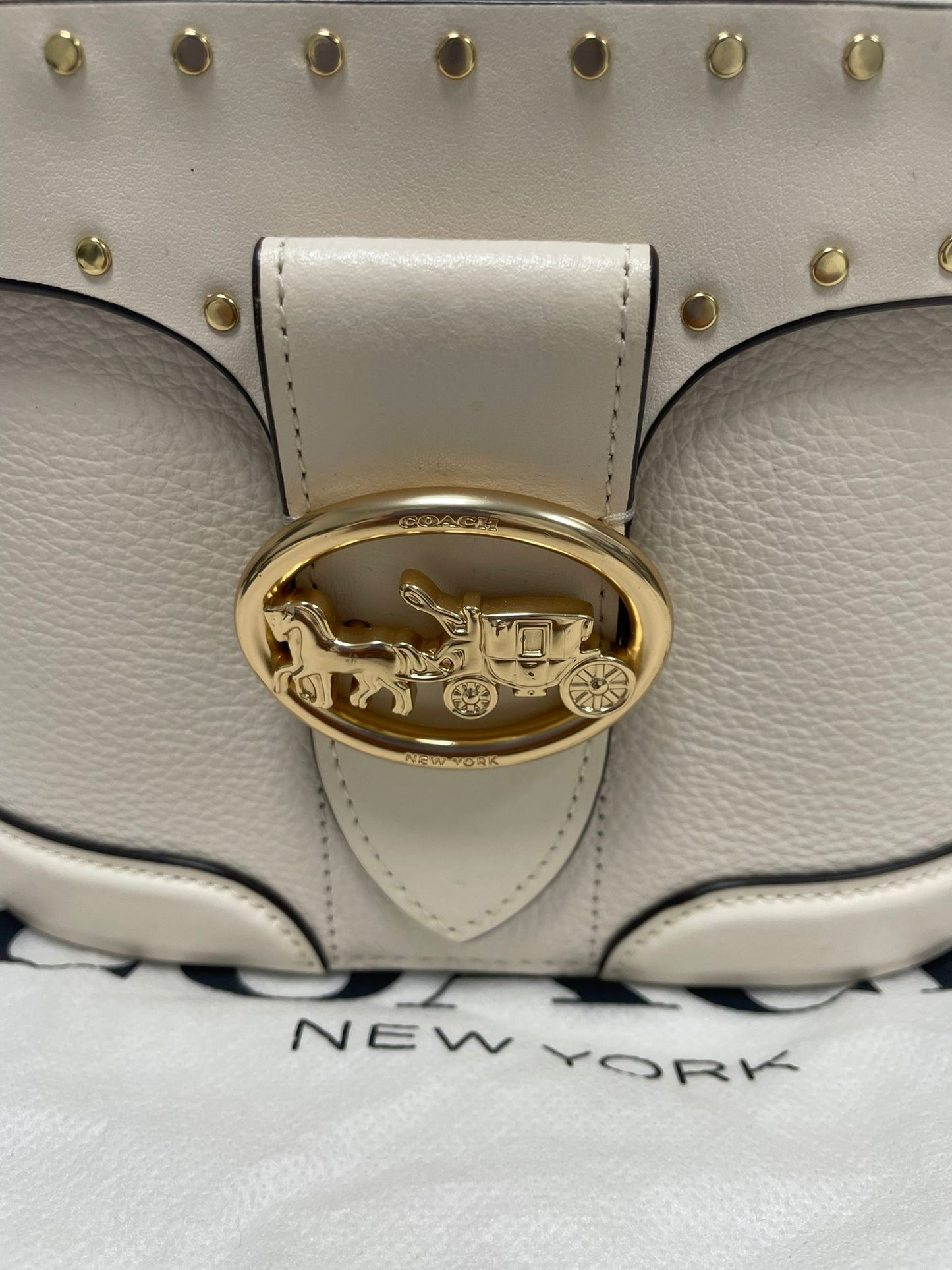 Coach Georgie Gem Leather Crossbody Bag in Chalk White