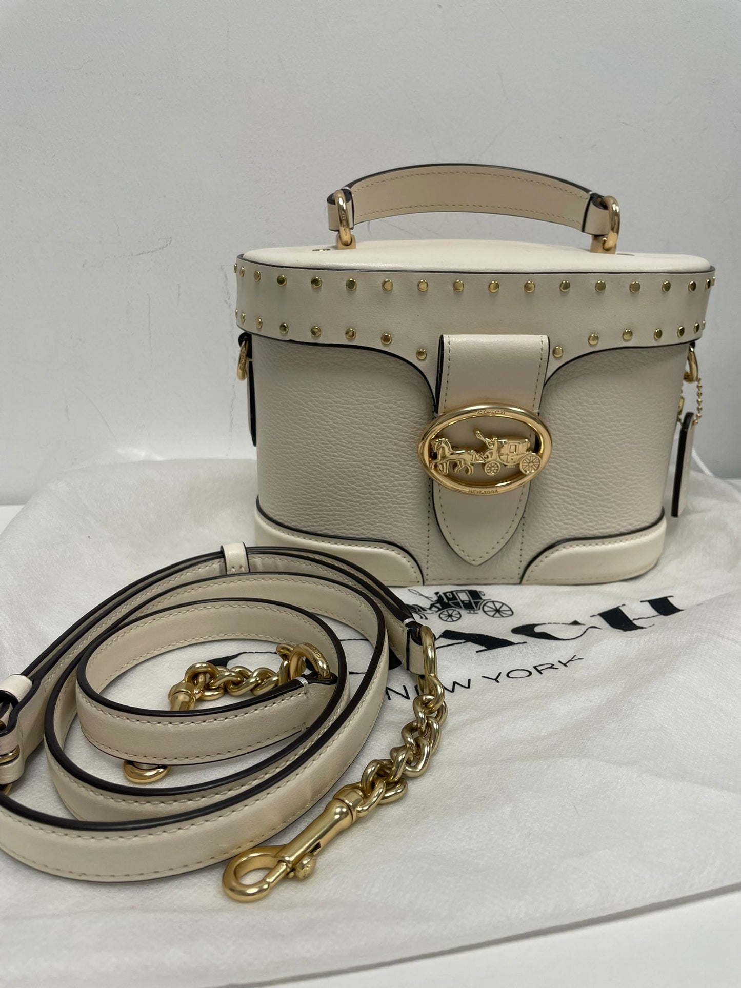 Coach Georgie Gem Leather Crossbody Bag in Chalk White