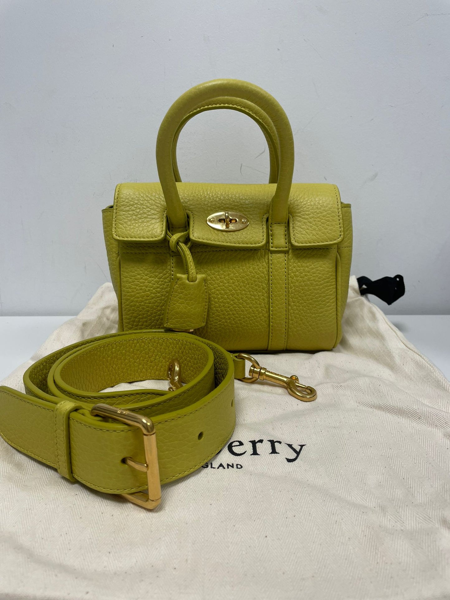 Mulberry Mini Bayswater Leather Top Handle Bag in Lime Green