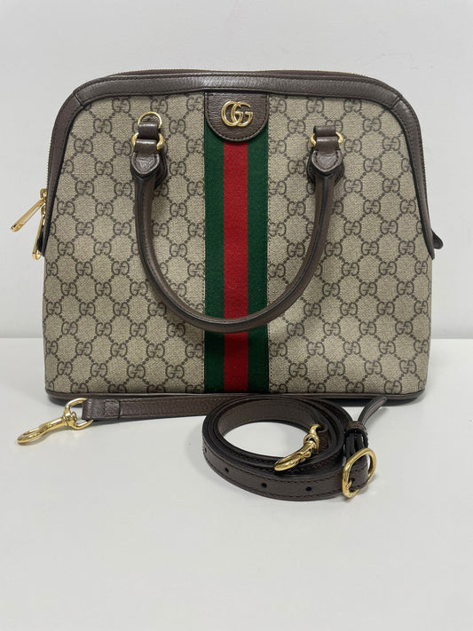 Gucci Ophidia Medium Top Handle Dome Bag in GG Supreme Canvas