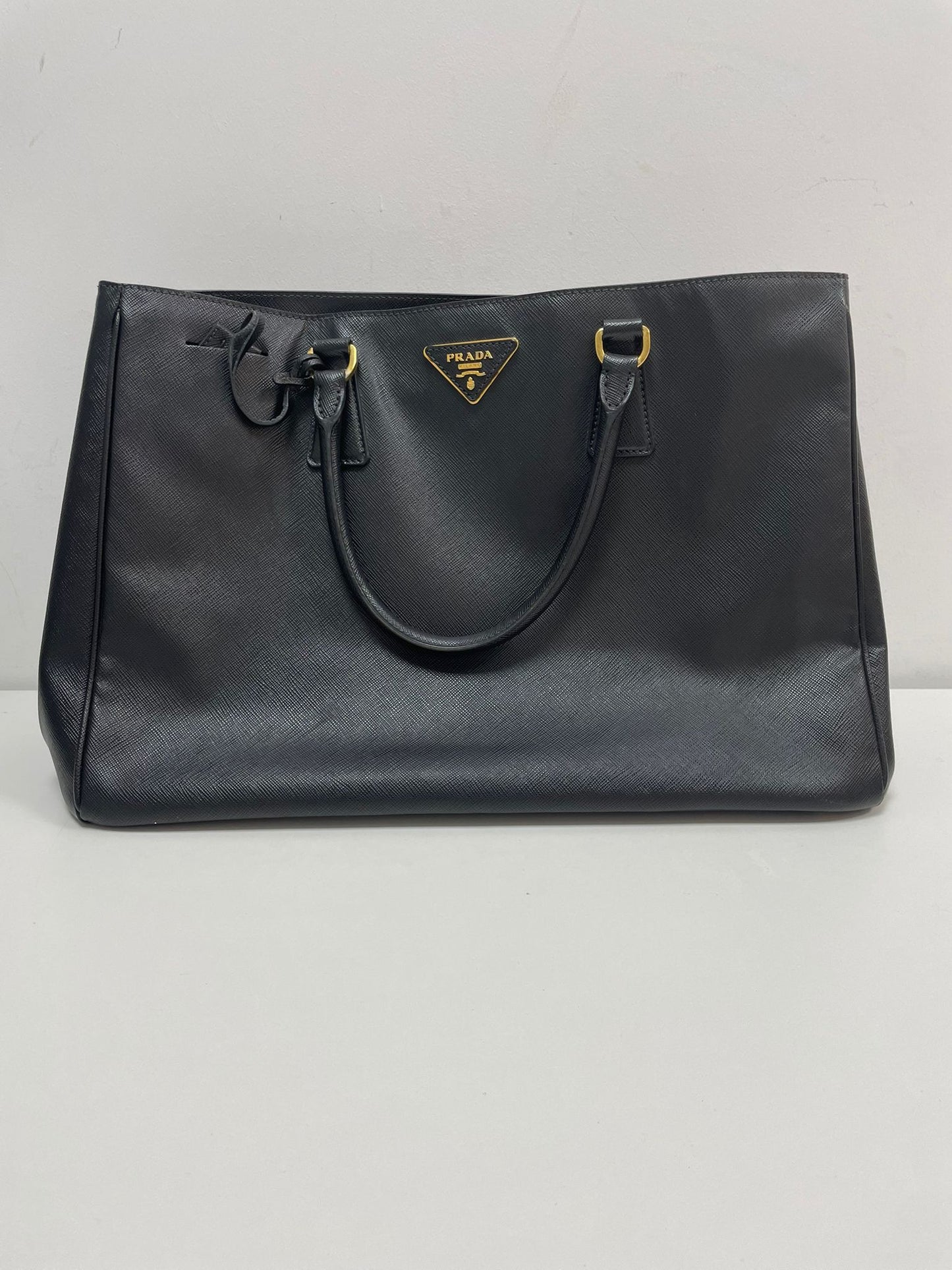 Prada Saffiano Lux Leather Tote Bag in Black