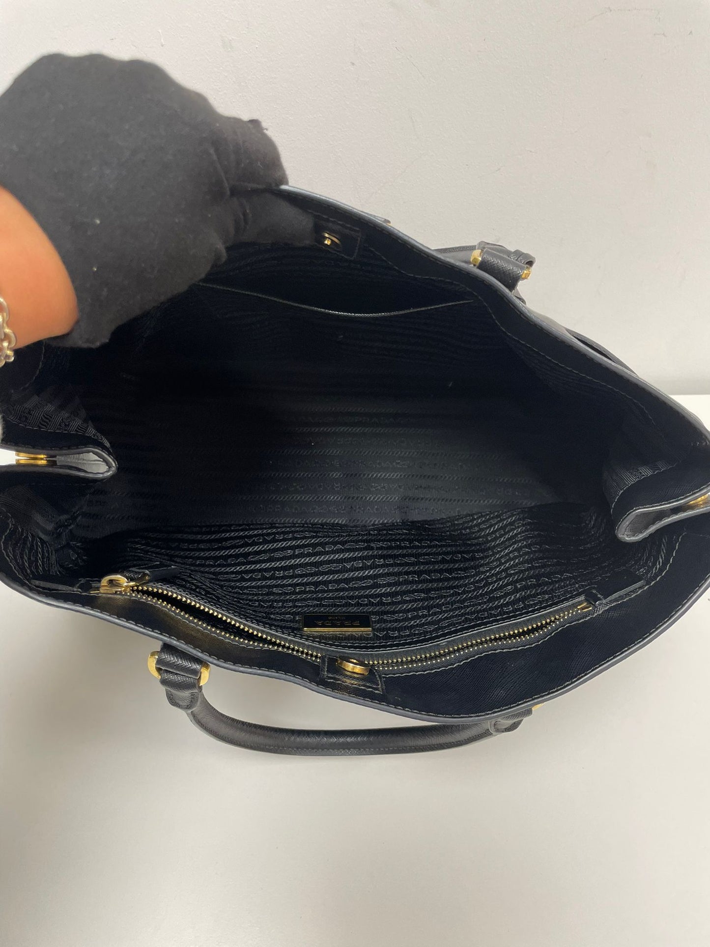 Prada Saffiano Lux Leather Tote Bag in Black