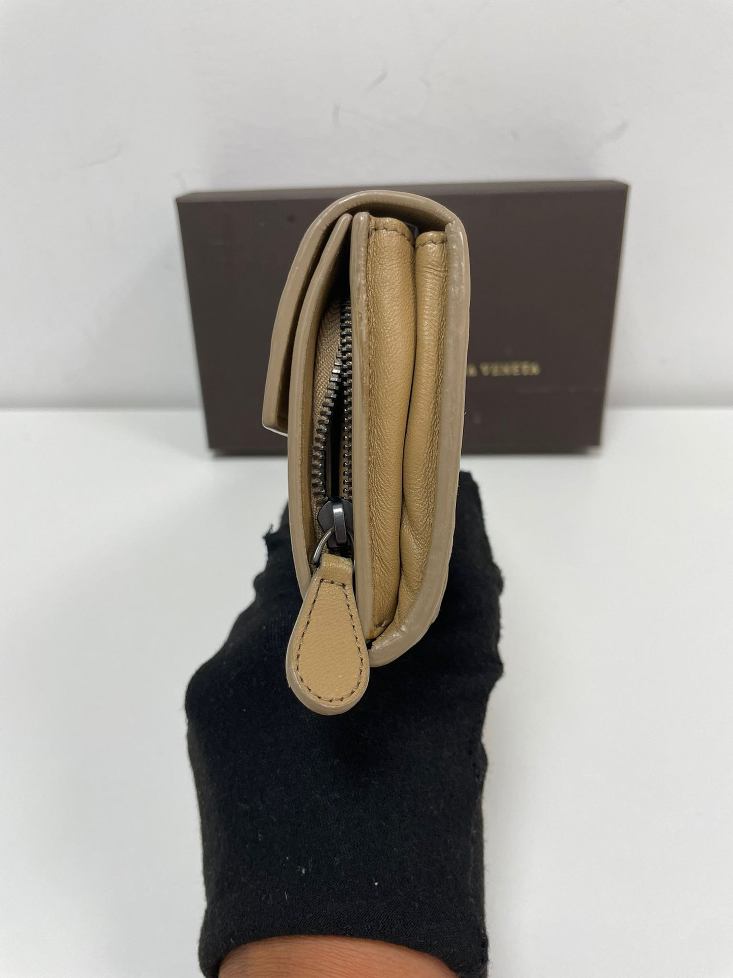 Bottega Veneta Intrecciato Leather Long Wallet in Beige