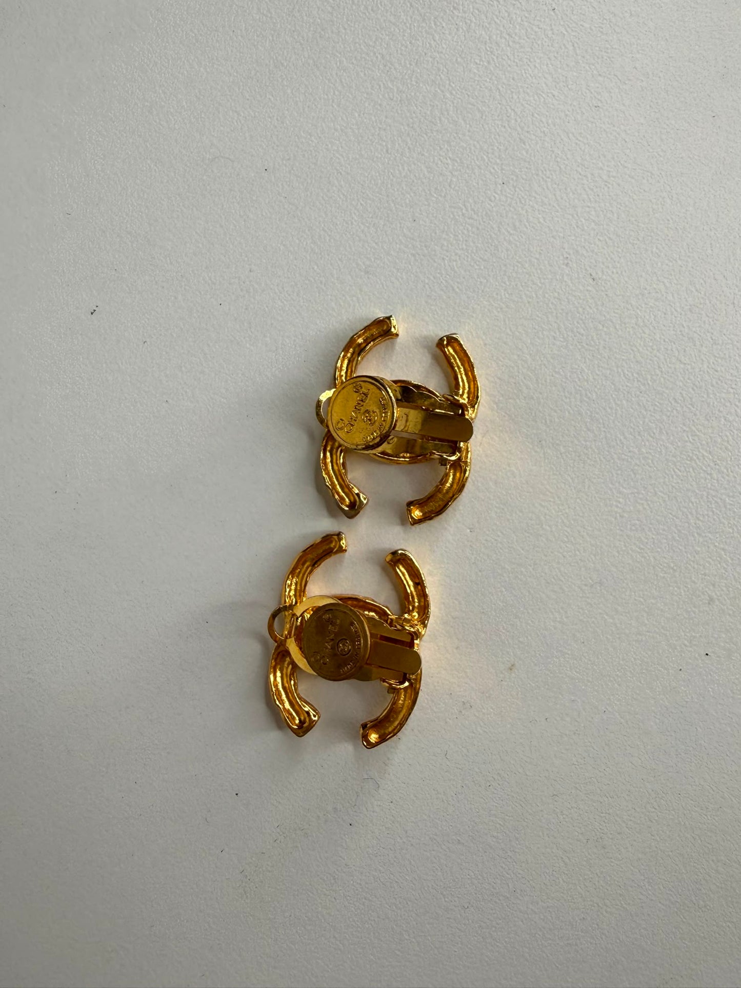 Chanel CC Earrings with Hammered Texture