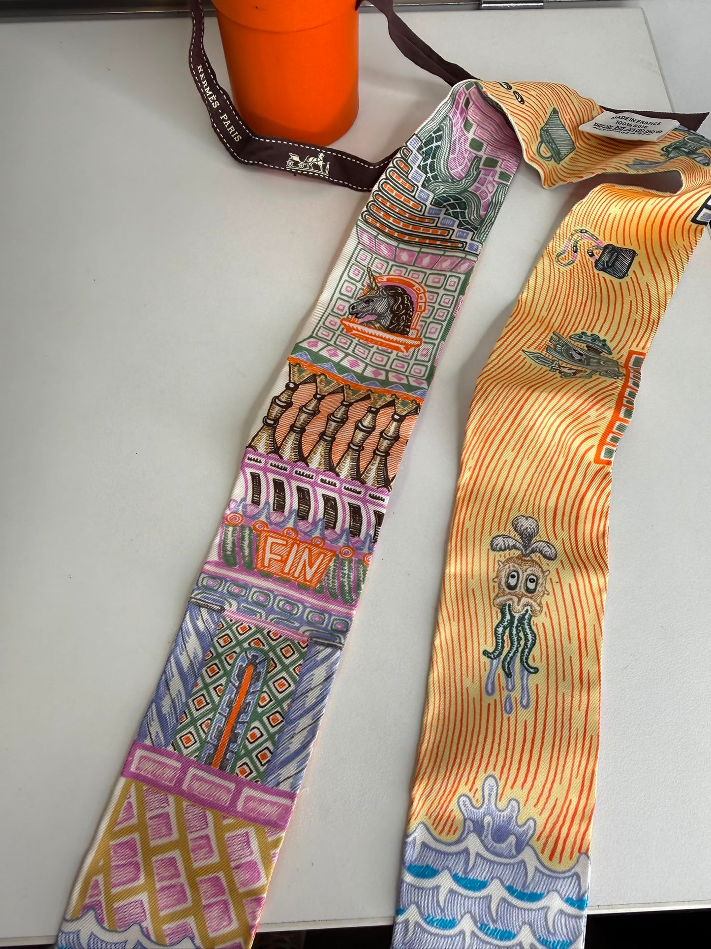 Hermes Super Silk Quest Twilly Scarf