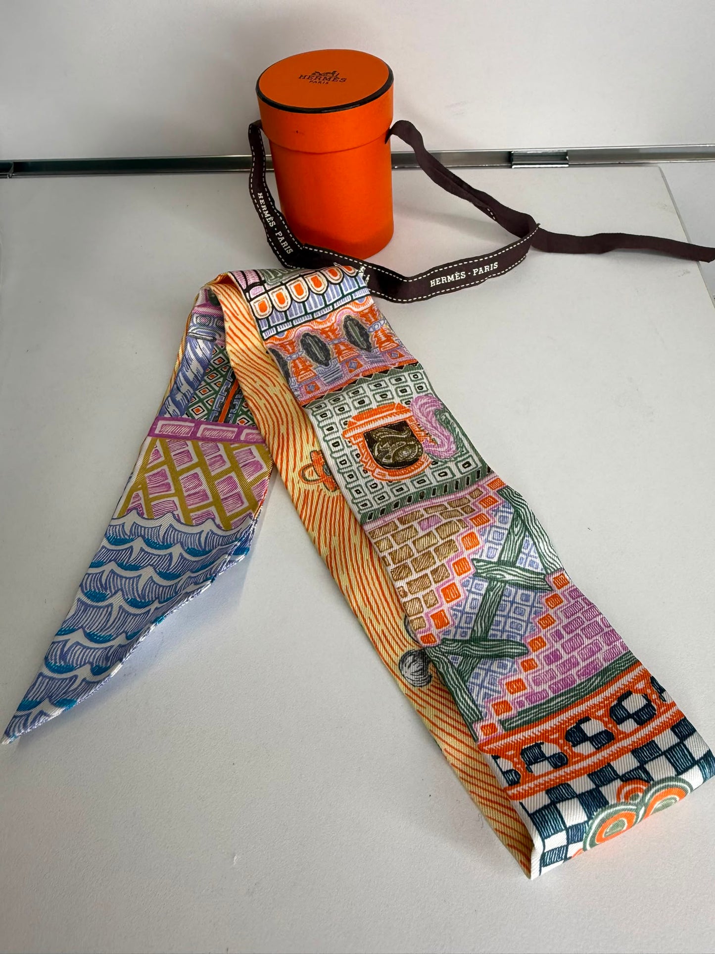 Hermes Super Silk Quest Twilly Scarf