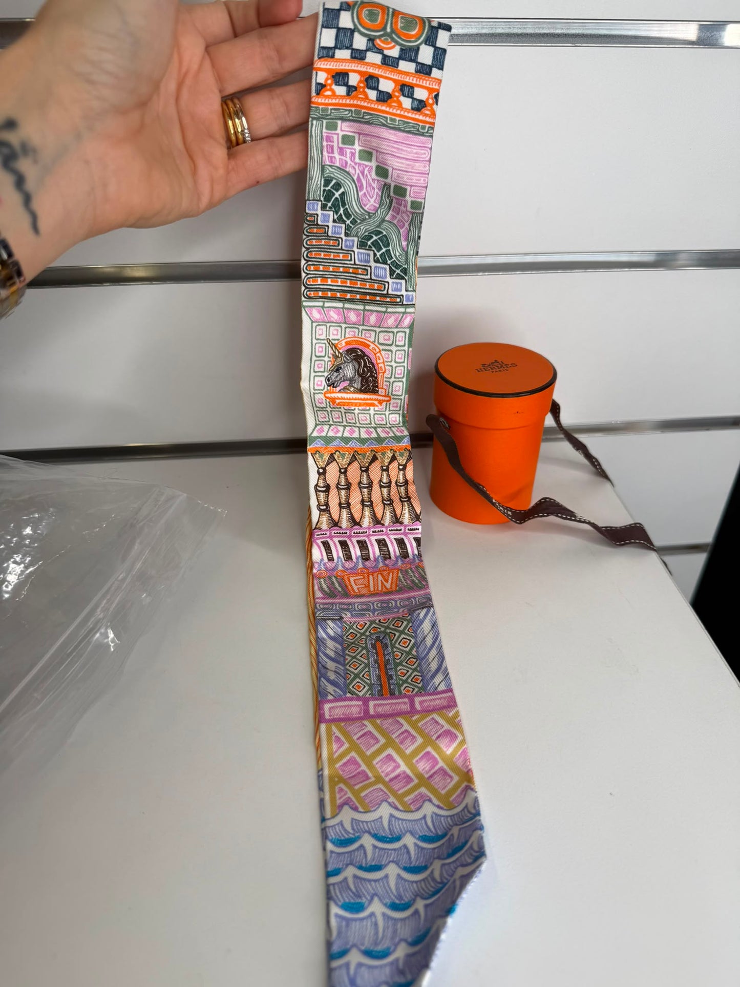 Hermes Super Silk Quest Twilly Scarf
