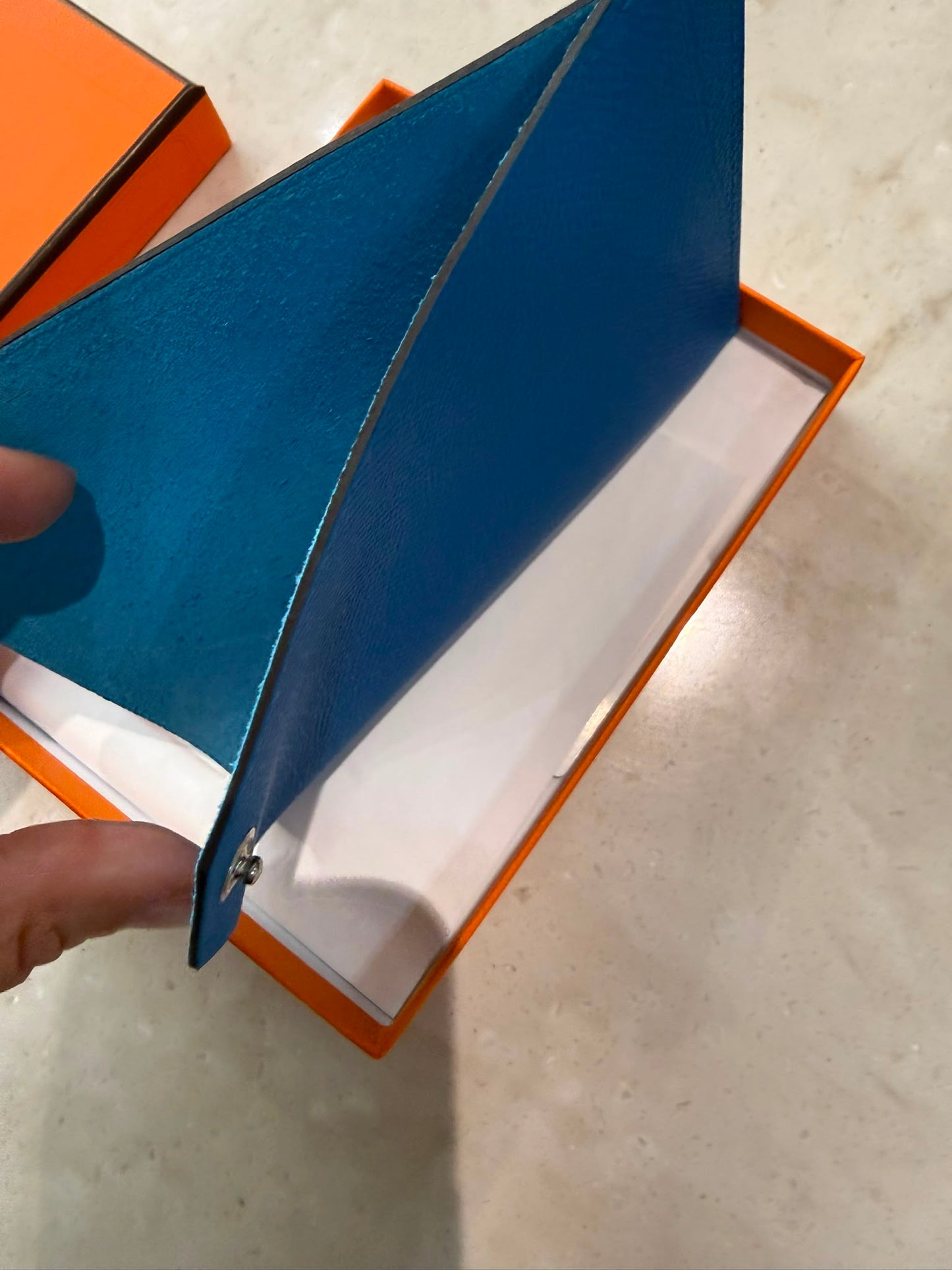 Hermes Chevre Mysore Tarmac Passport Holder PM Turquoise (JP)
