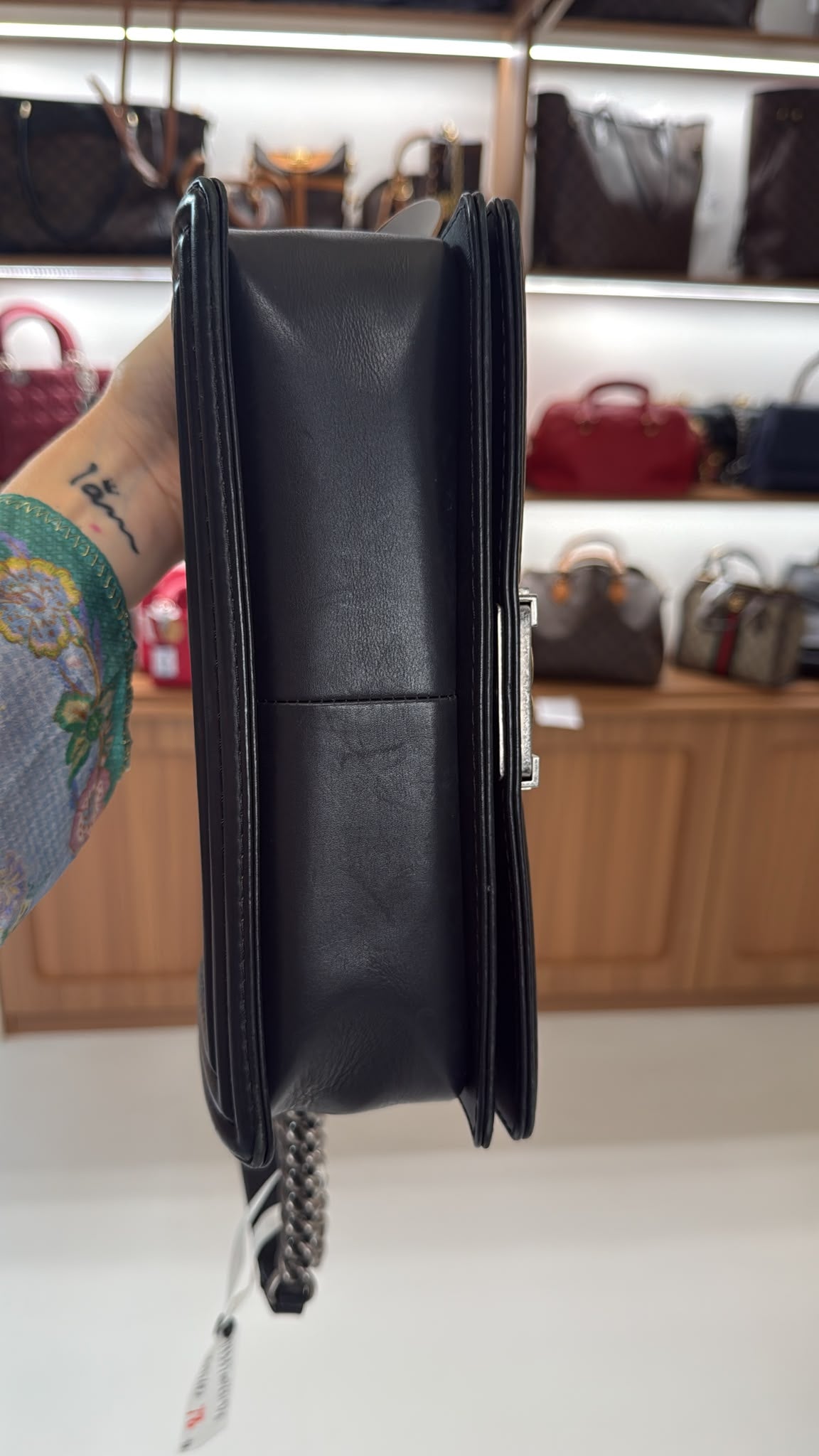 Chanel Boy Flap Bag, Black Quilted Leather with Ruthenium Hardware (BL1584)