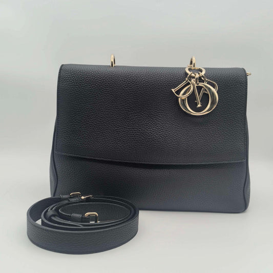 Dior Be Dior Flap Bag, Black Grained Calfskin (BL1724)
