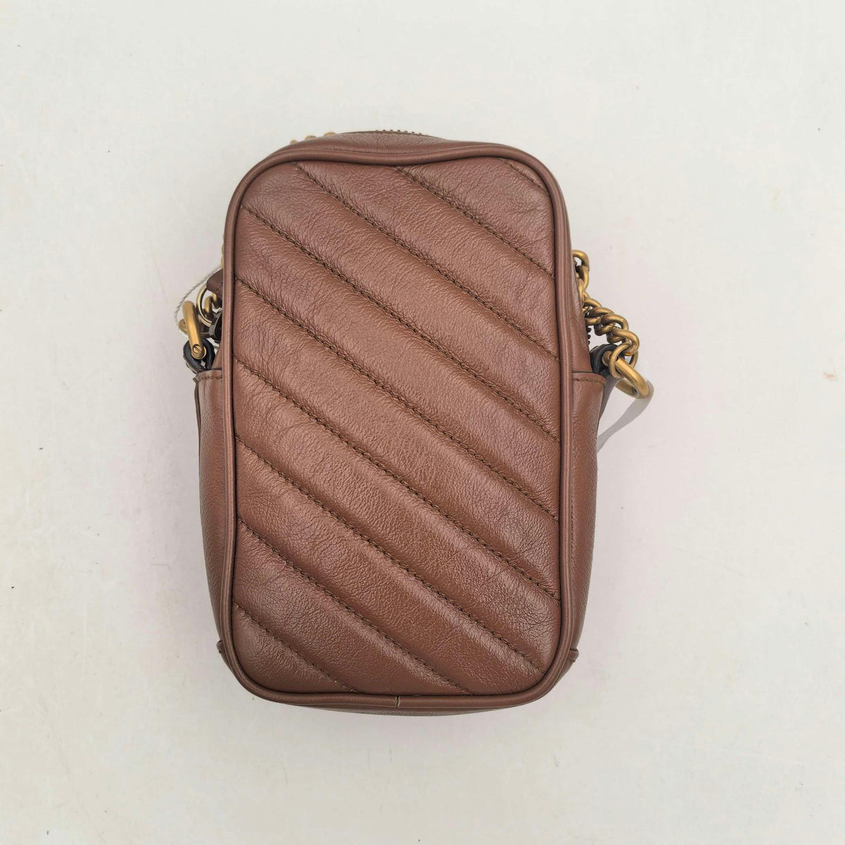 Gucci GG Marmont Mini Phone Bag, Brown Torchon Leather (JS10883)