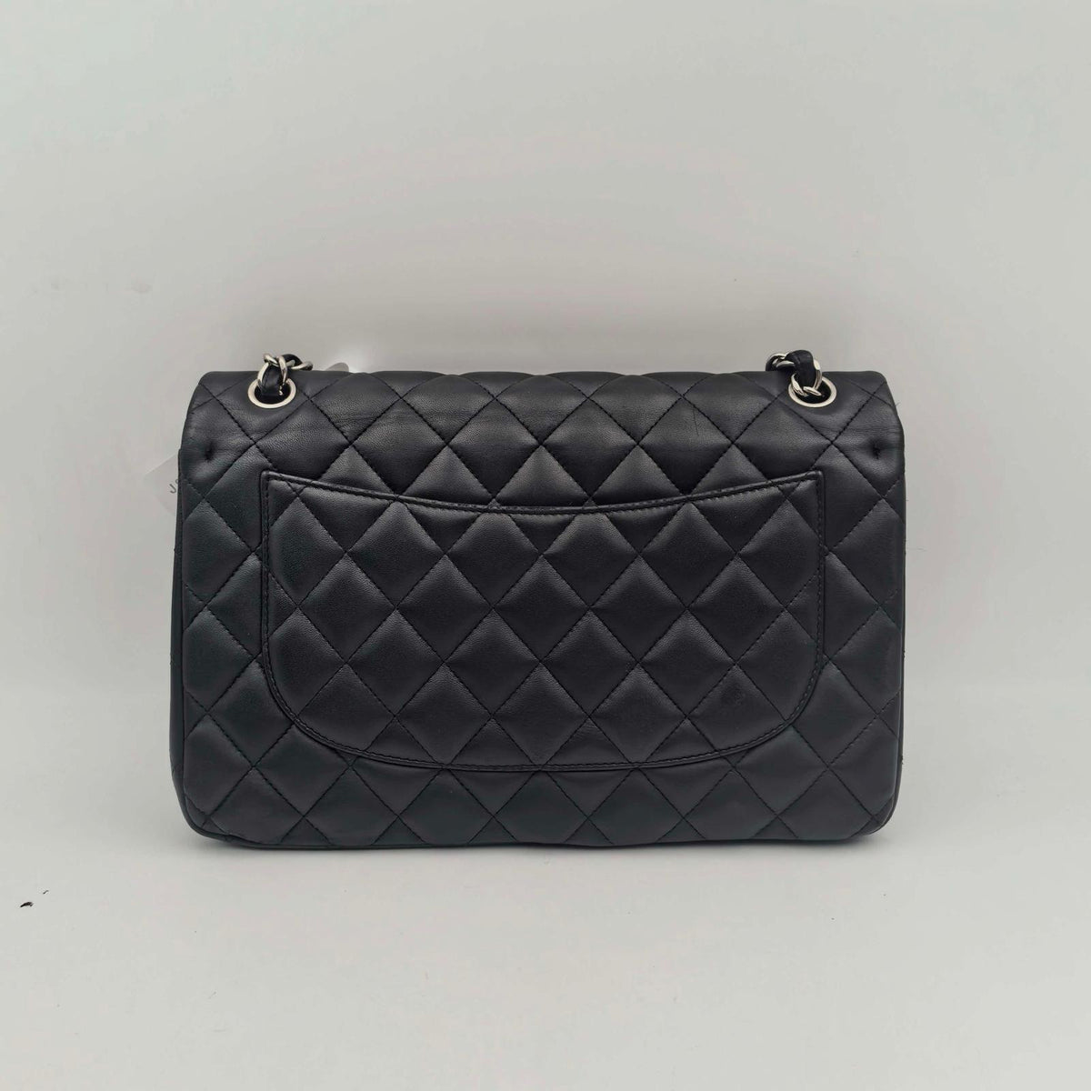 Chanel Jumbo Classic Double Flap Bag, Black Lambskin with Silver Hardware (JS09823)