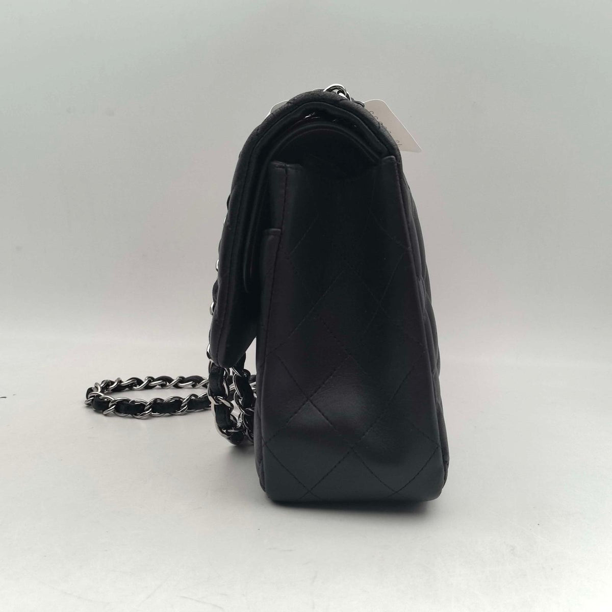 Chanel Jumbo Classic Double Flap Bag, Black Lambskin with Silver Hardware (JS09823)