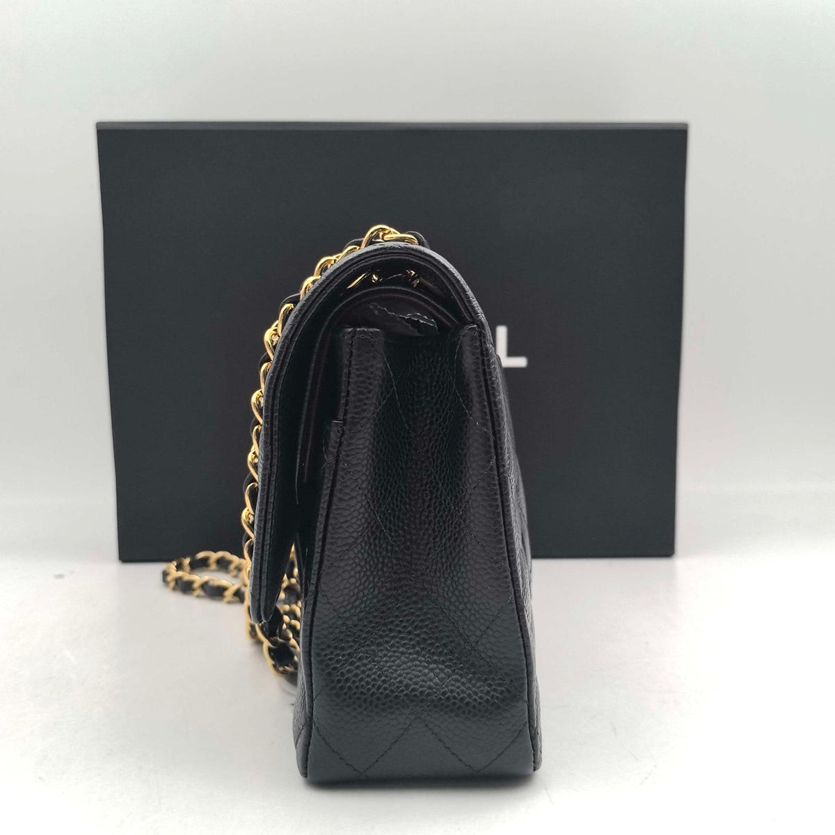 Chanel Medium Classic Double Flap Bag, Black Caviar with Gold Hardware (JS11039)
