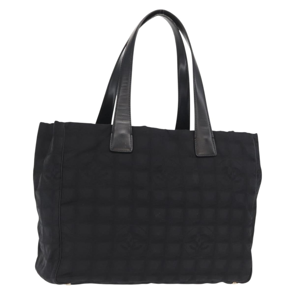 Pre-Owned CHANEL New Travel line Tote Bag Nylon Black Gold BA10413