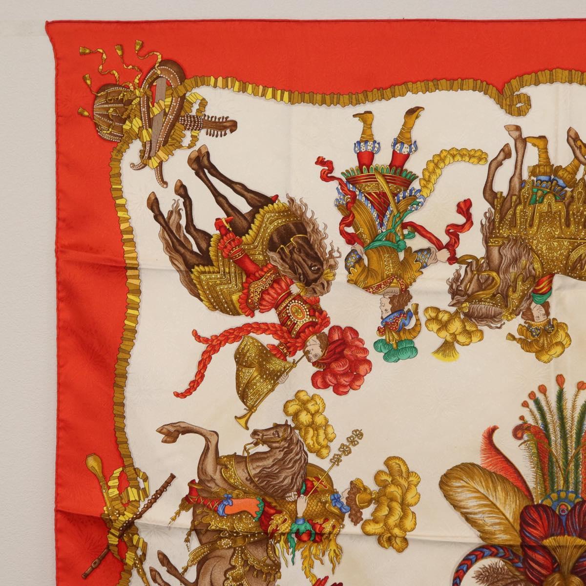 HERMES Carre 90 Scarf ""Les Ftes du Roi Soleil"" Silk Multicolor Auth BA12985